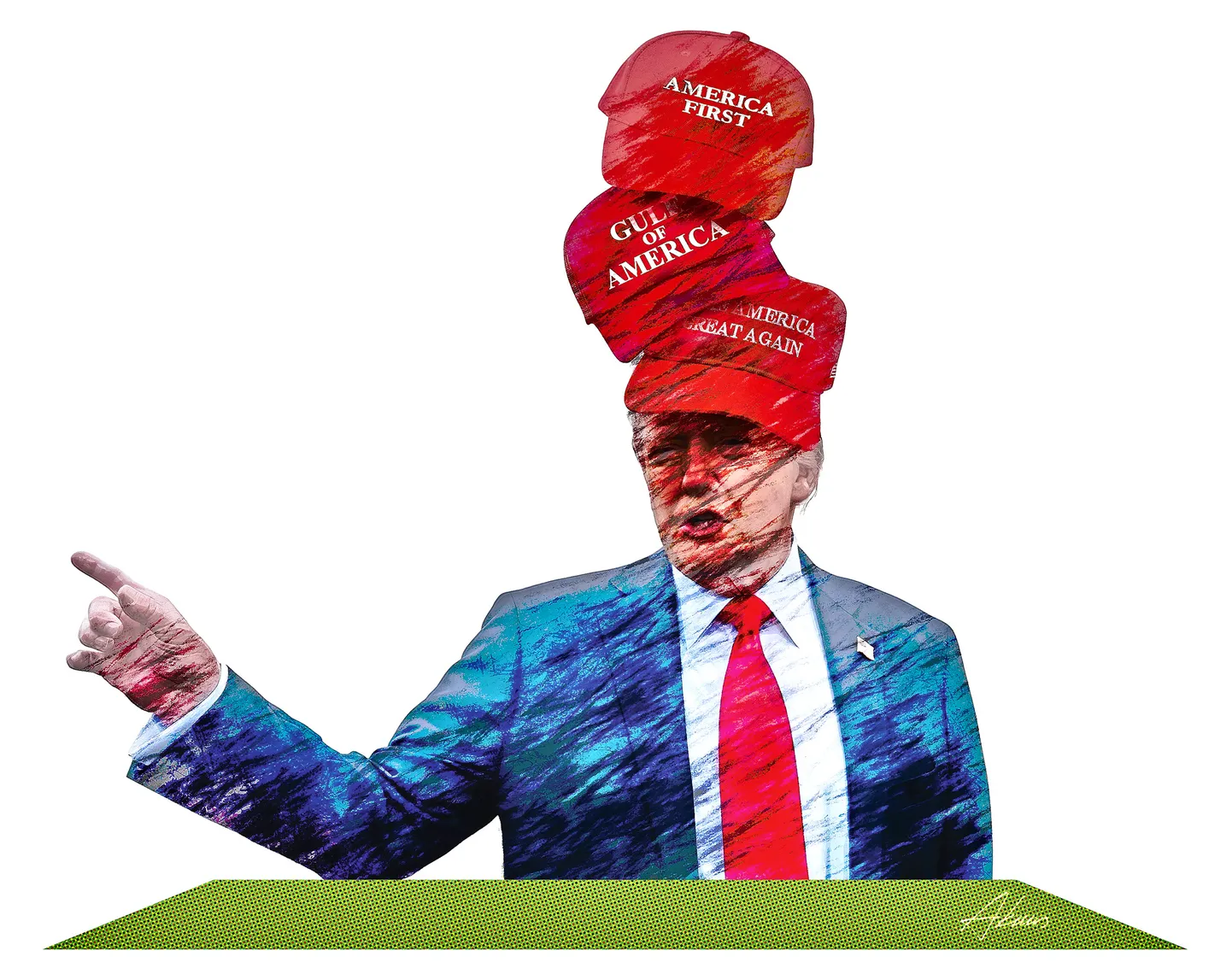 Donald Trump oma armastatud punaste nokkmütsidega.