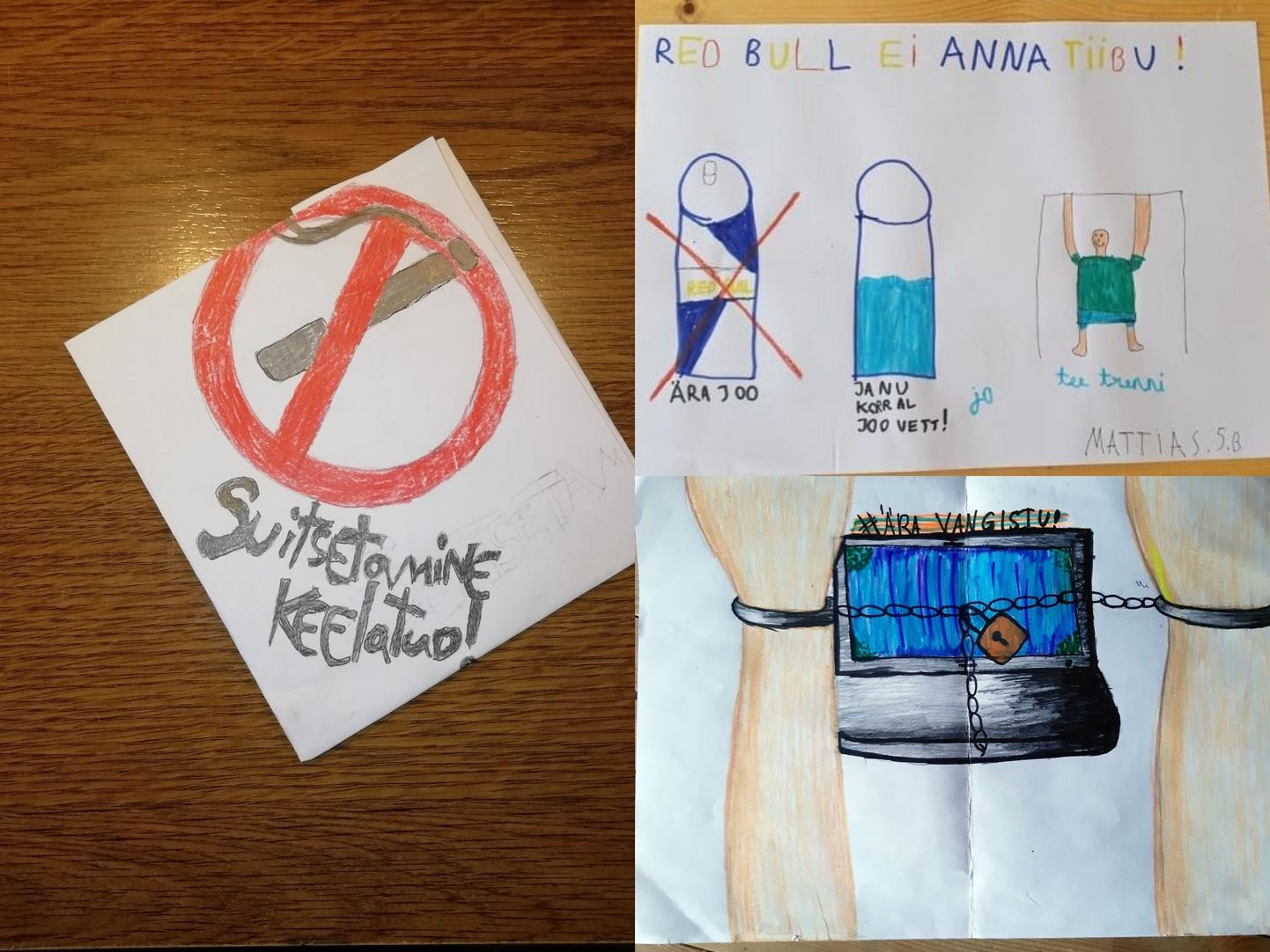 Viienda klassi õpilased said koduülesandeks sotsiaalse sõnumiga plakatite joonistamise ja arvutist eemal olemise.