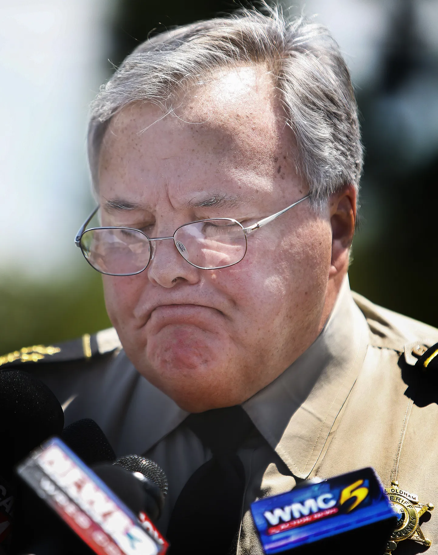 Shelby County Sheriff Bill Oldham talks to reporters Friday, July 1, 2016, about the stabbing deaths of four children in suburban Memphis, Tenn. "This is an egregious act of evil that has shocked us to our core," Oldham said. "I will never understand how anyone can do this." (Mark Weber/The Commercial Appeal via AP)