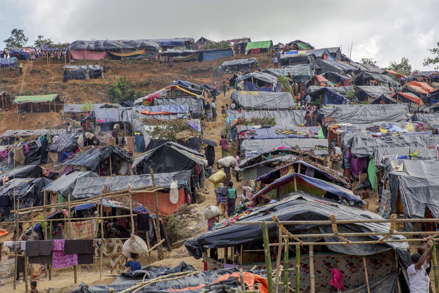 Äsjapüstitatud telgid Bangladeshi põgenikelaagris.
