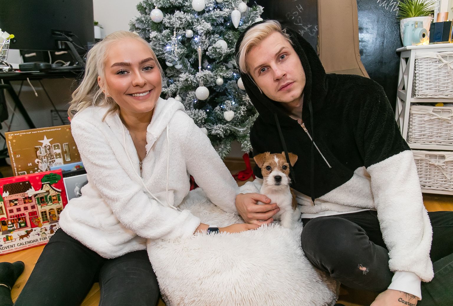 Ariadne, koer Bellatrix ja Martti Hallik detsembris 2018.
