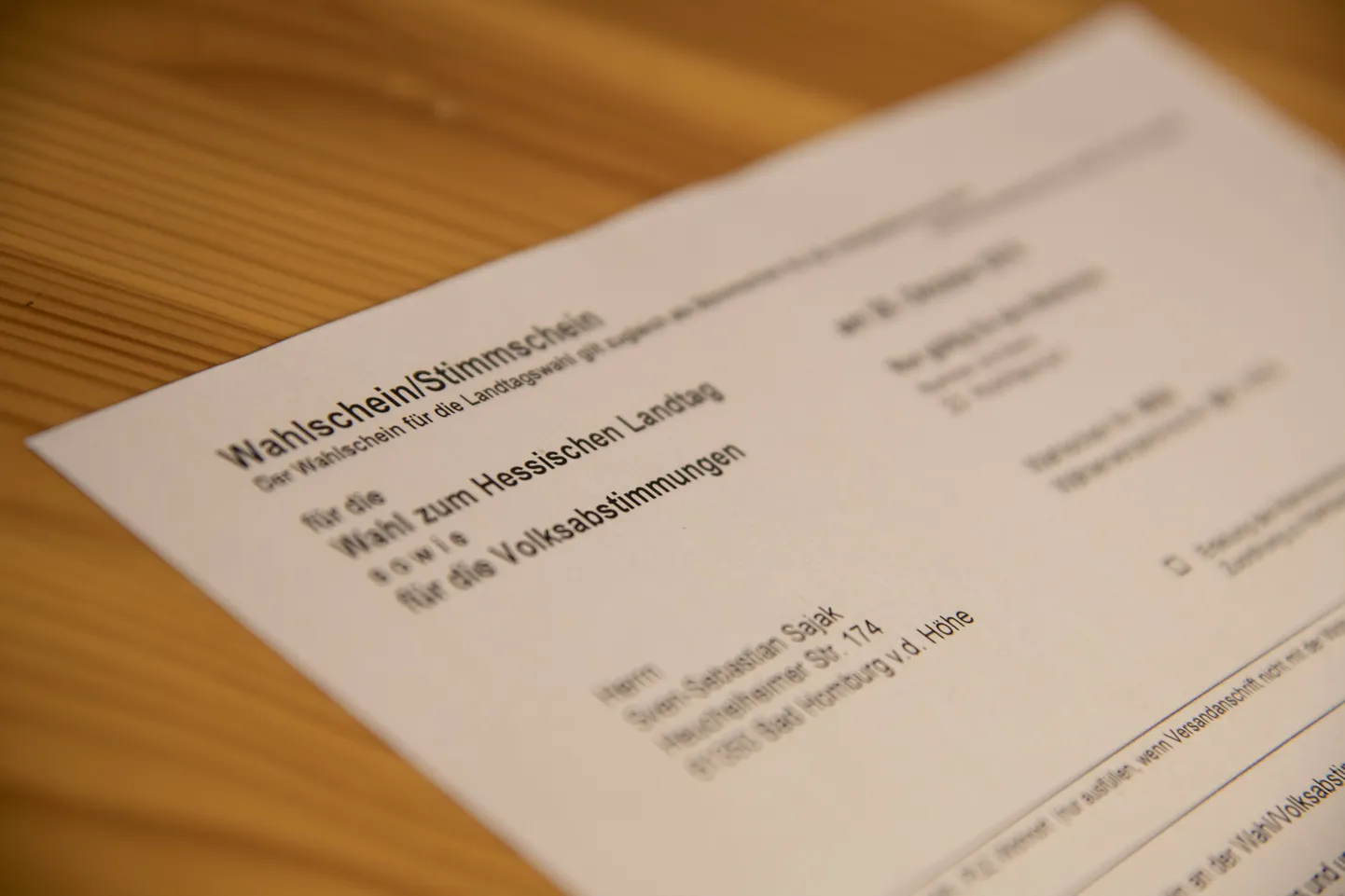 Hesseni liidumaa valimiste ja referendumi hääletussedel.