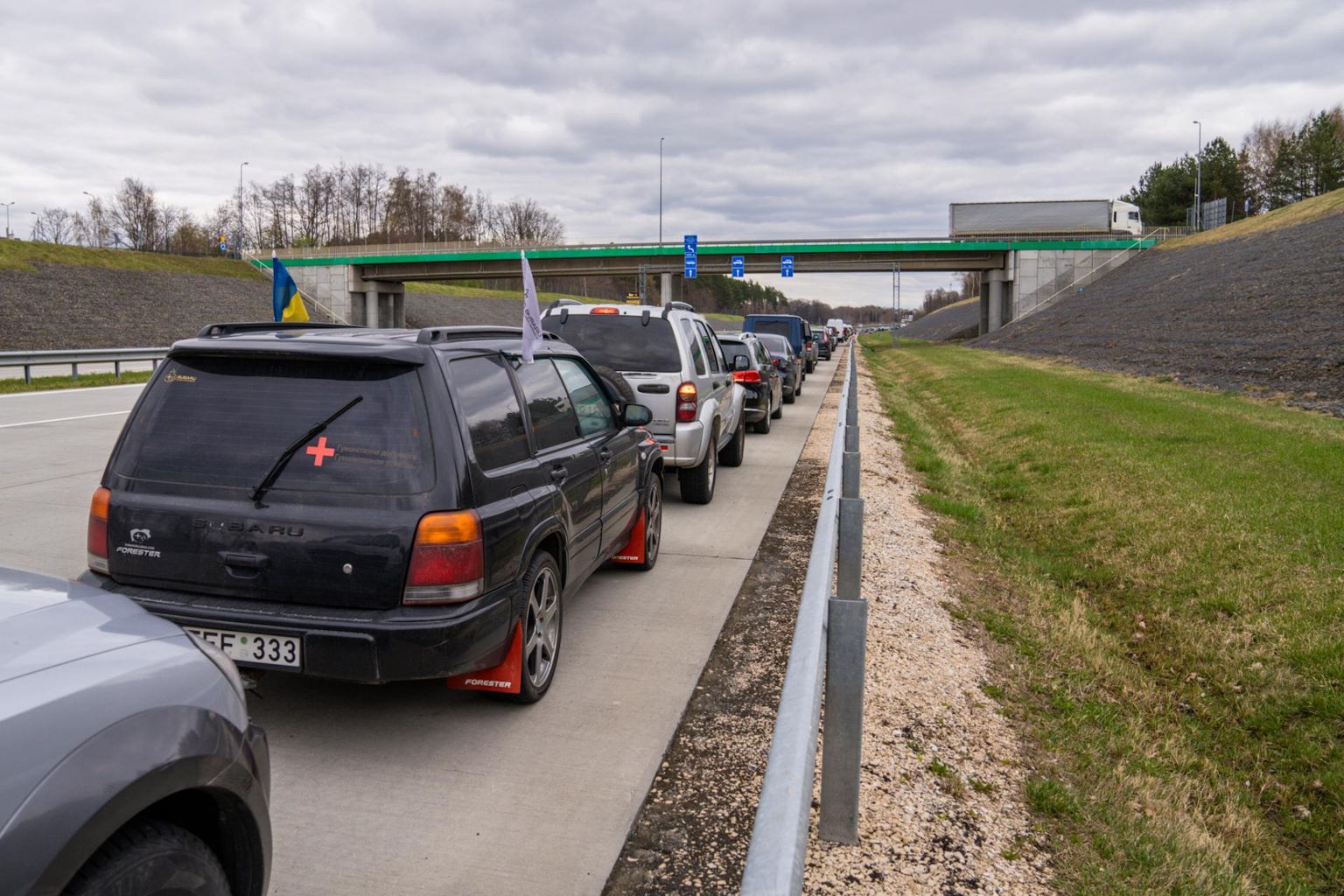 Korczowa grænseovergang i Polen til Ukraine.