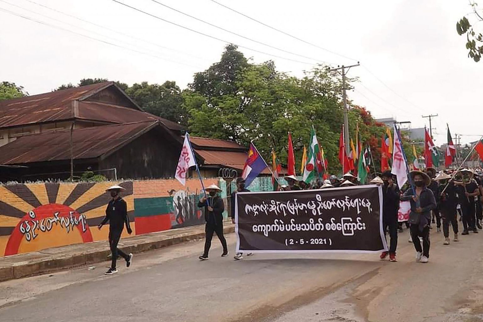 Meeleavaldajad Myanmari Kyaukme linnas. 