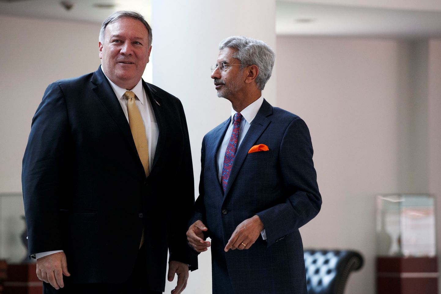 USA välisminister Mike Pompeo (vasakul) kolmapäeval India välisministeeriumis kohtumisel oma ametivenna Subrahmanyam Jaishankariga.
