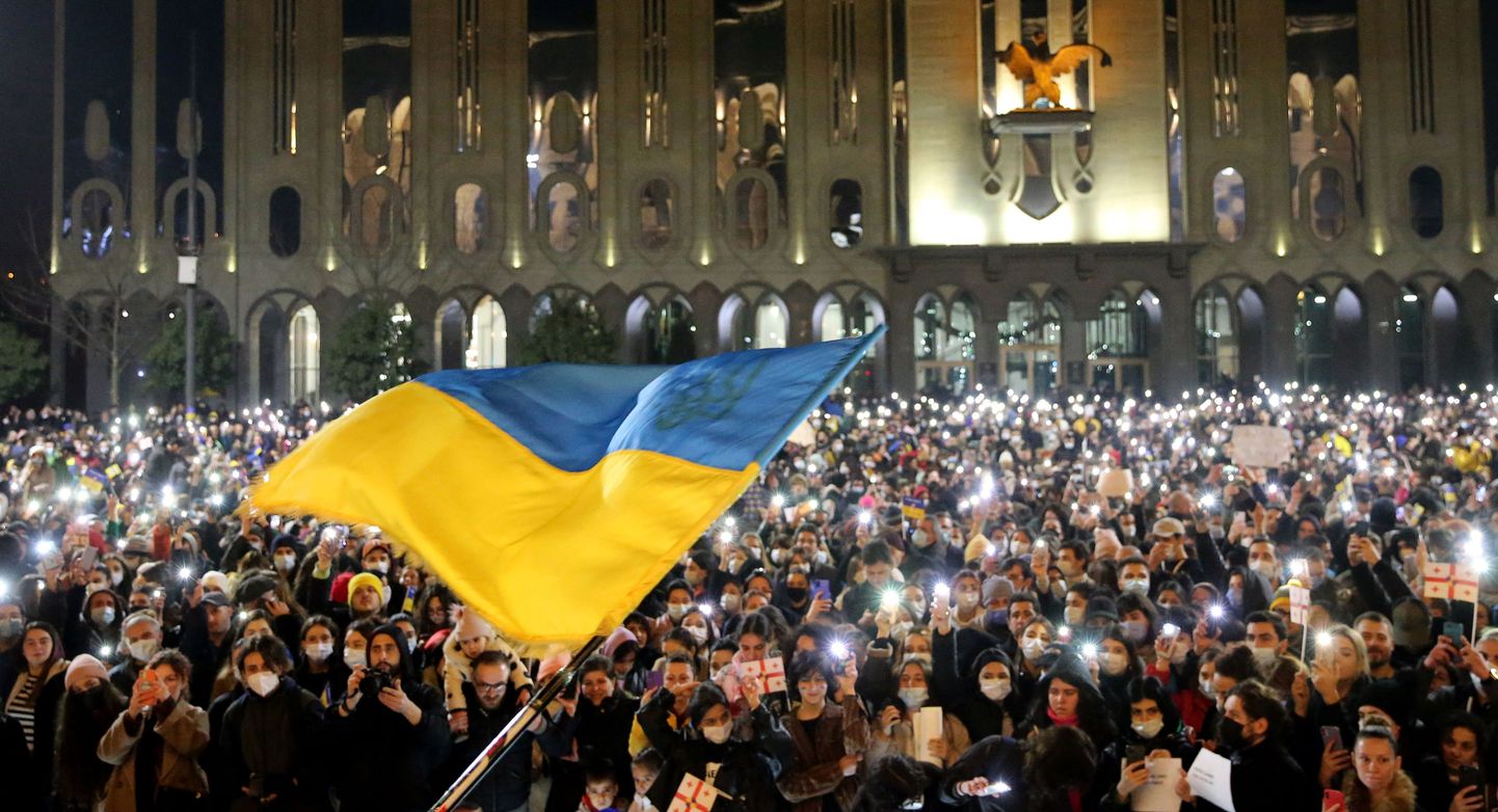 Meeleavaldus Ukraina toetuseks Thbilisis.