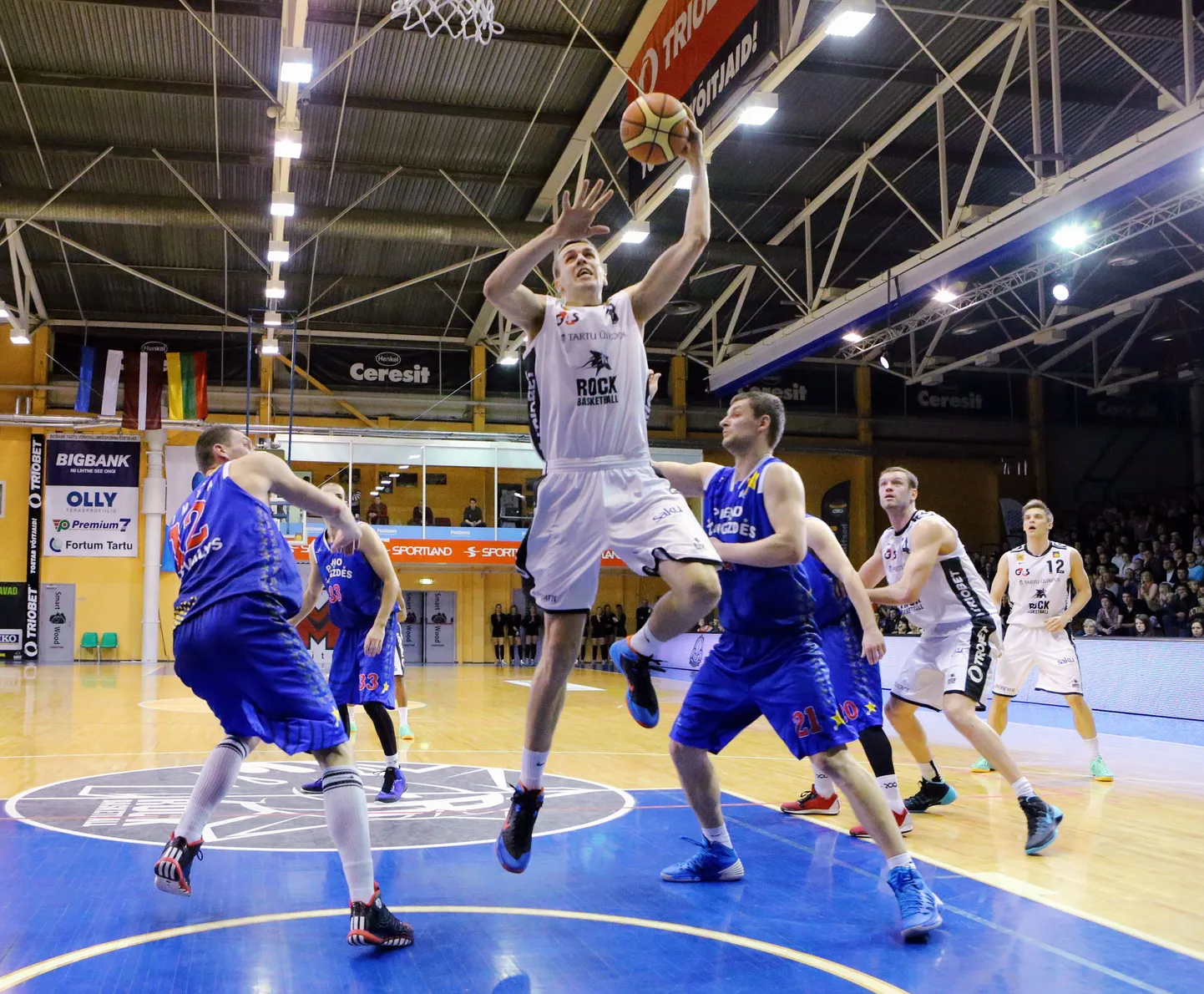 Balti korvpalliliiga veerandfinaali esimene kohtumine TÜ/Rocki ja Pieno zvaigzdesi vahel. Mängu võitis Rock 77:64.