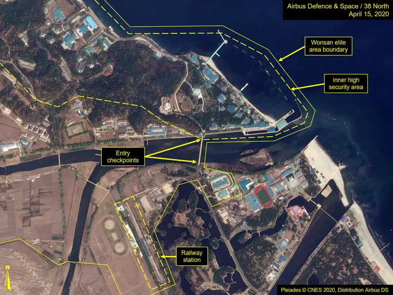 USAs Washingtonis asuva Põhja-Korea jälgimisprogrammi avaldatud satelliidipilt Wonsanist, kus nende andmetel on Põhja-Korea liidri Kim Jong-uni erirong
