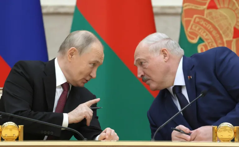 Vladimir Putin ja Aljaksandr Lukašenka kohtumine Minskis, 2024. a detsembris.