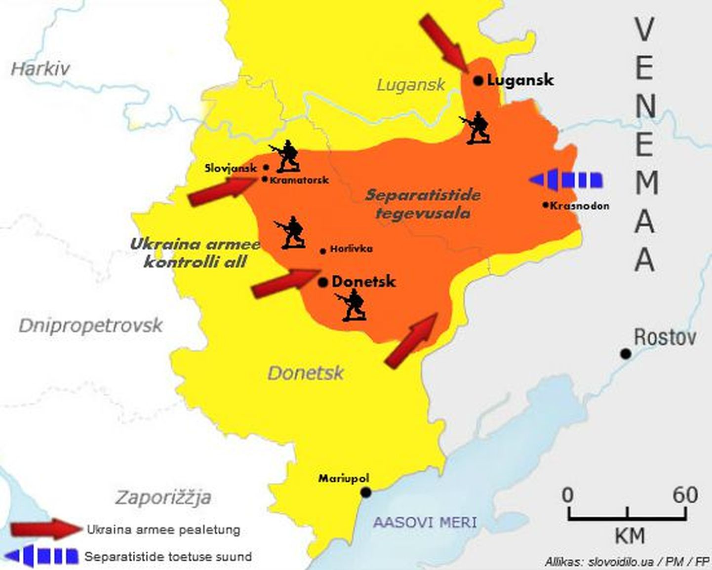 Sõjategevus Ukrainas 20. juuni seisuga.
