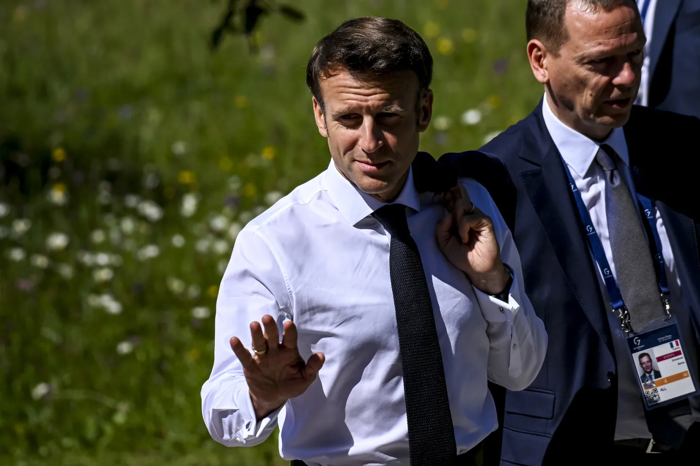 President Emmanuel Macron tänasel G7 kohtumisel Saksamaal Elmau lossis.