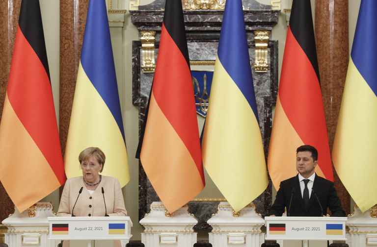 Angela Merkeli ja Volodõmõr Zelenskõi kohtumine.