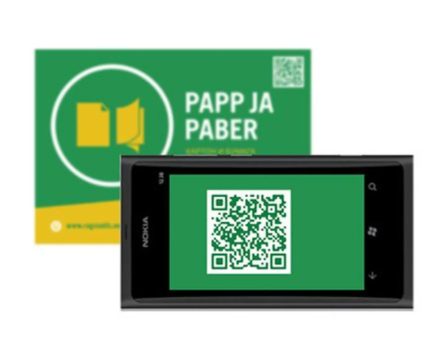 Mobiiltelefon ja QR-kood.