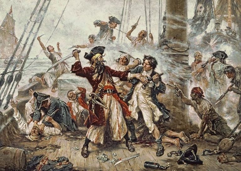 19. sajandi maal, mille on kujutatud piraat Musthabeme tabamist