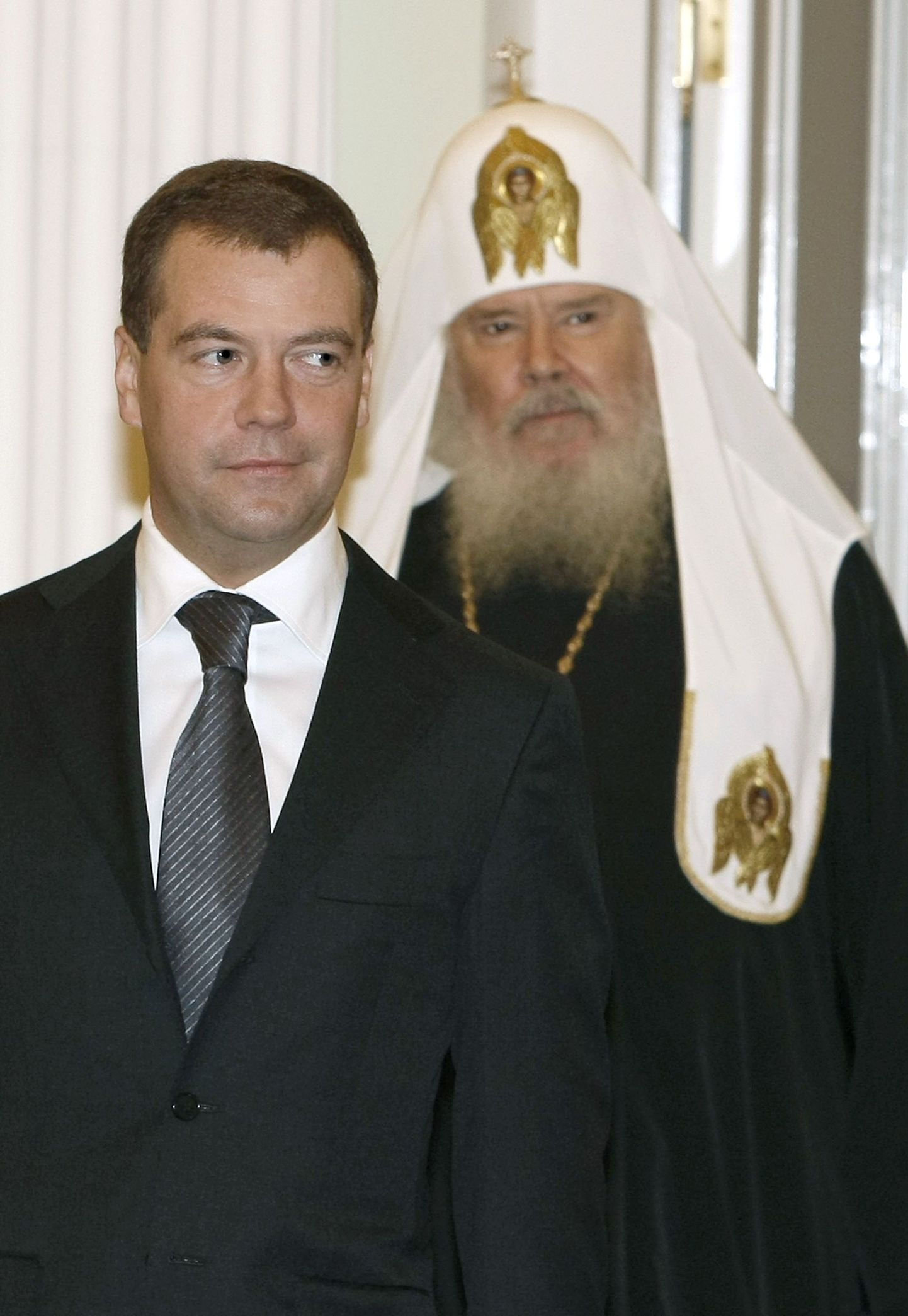 Venemaa president Dmitri Medvedev ja Aleksius II.