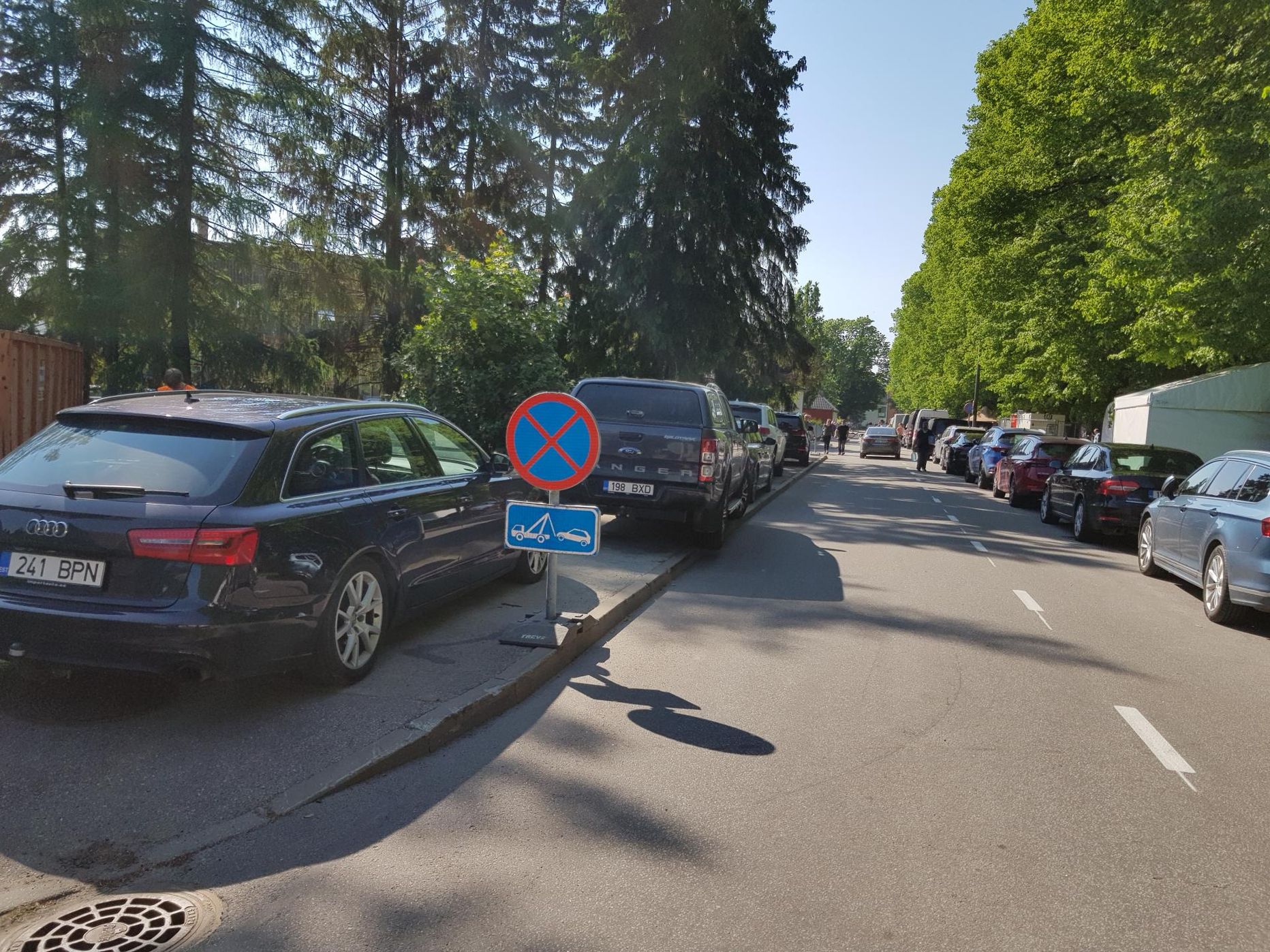 Laupäeval avanes Grillfesti ala kõrval Ringi tänaval vaatepilt, kus kõnnitee oli masinaid täis pargitud.