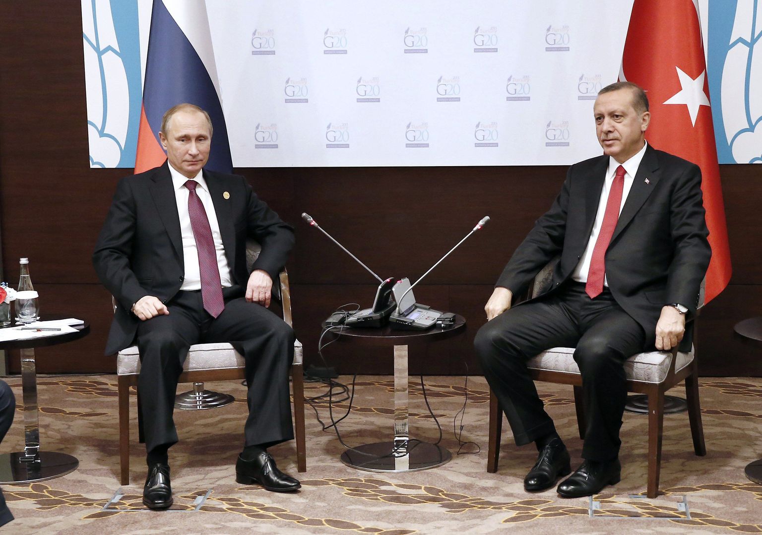 Vene president Vladimir Putin ja tema Türgi kolleeg Recep Tayyip Erdoğan Antalyas peetud G20 tippkohtumisel.