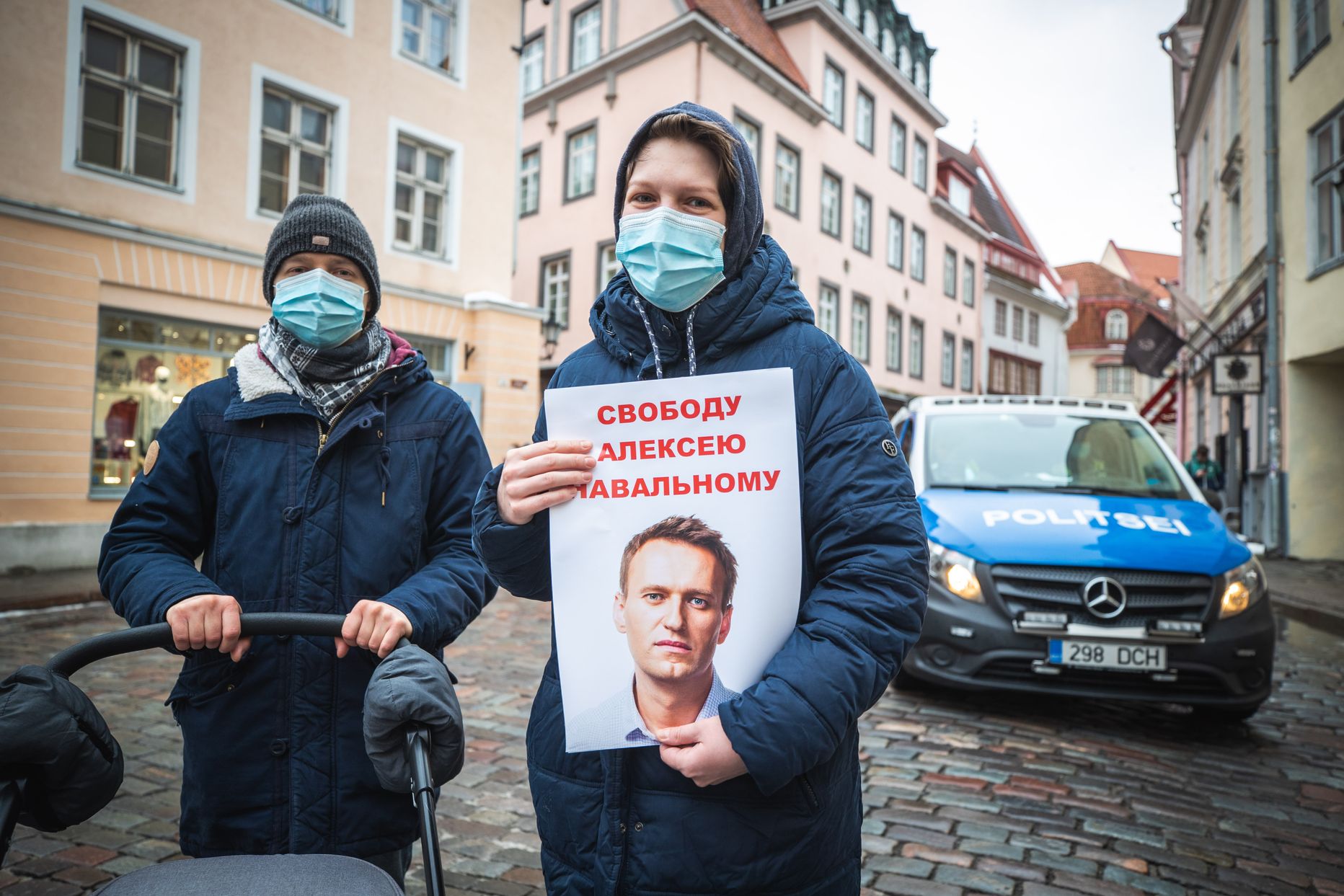 Митинг в поддержку Алексея Навального в Таллинне 23 января 2021 года.