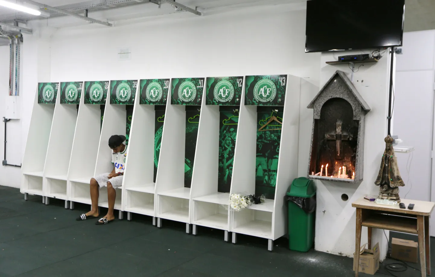 Chapecoense'i meeskonna riietusruum pärast õnnetust.