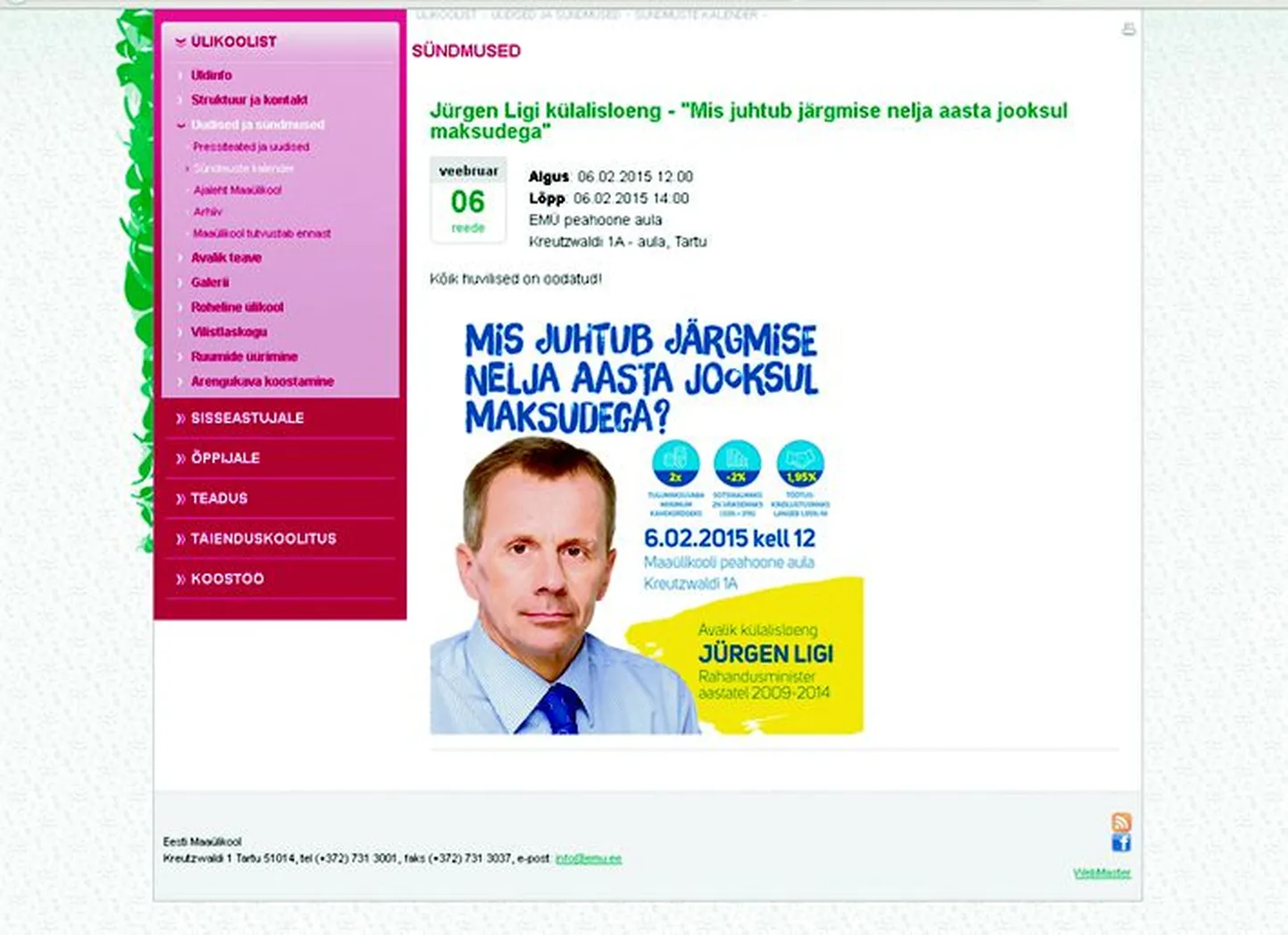 Külalisloengut reklaamiv netikülg.