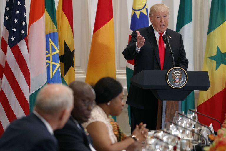 Donald Trump Aafrika liidritega kohtumisel kõne pidamas