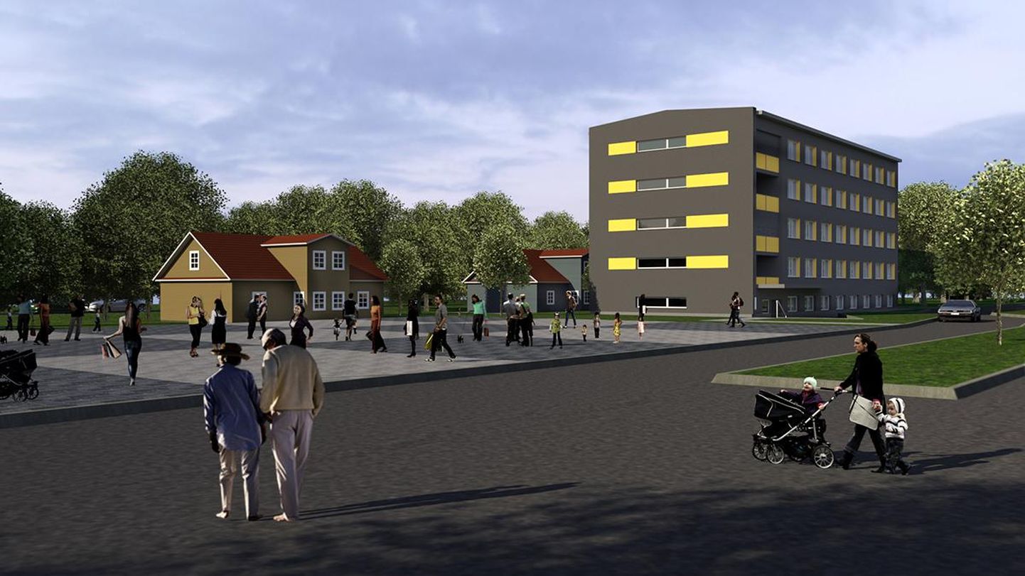 Ruumiline visioon Sindi Pärnu maantee 27a sotsiaalmajast koos ümbrusega.