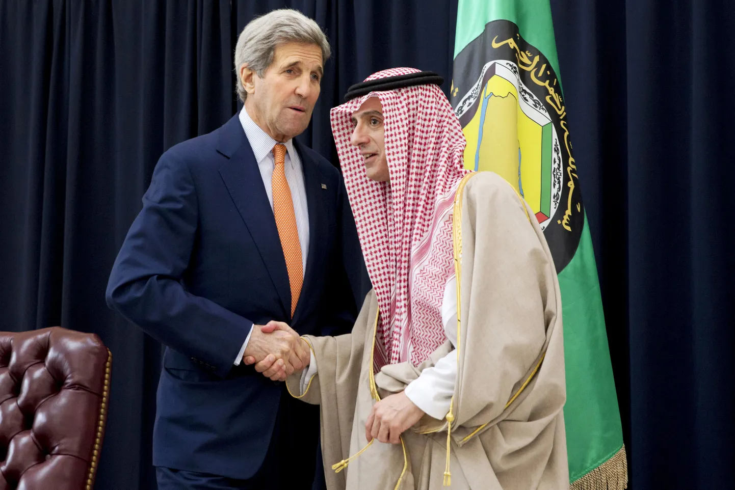 Ameerika Ühendriikide välisminister John Kerry (vasakul) ja Saudi Araabia välisminister Adel al-Jubeir.