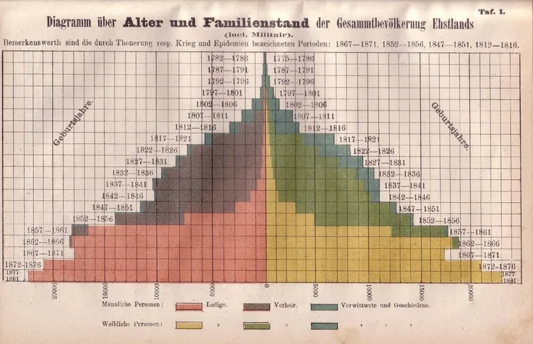 Eestimaa rahvastikupüramiid 1881. aasta rahvaloenduse andmetel.