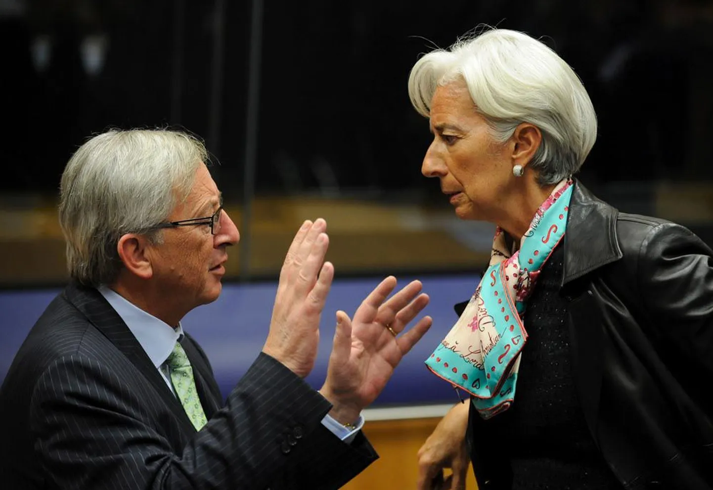 Nii eurogrupi juht Jean-Claude Juncker (vasakult) kui ka Rahvusvahelise Valuutafondi juht Christine Lagarde seisavad finantstehingute maksu kehtestamise eest.