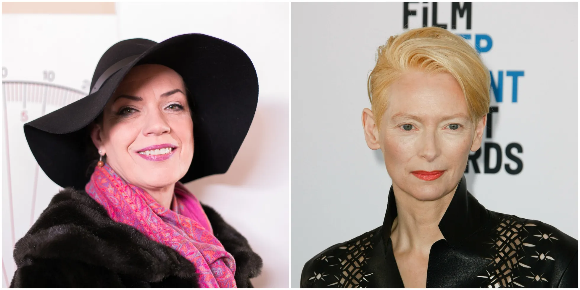 Vasakul: Viire Valdma, foto: Dmitri Kotjuh, Scanpix. Paremal: Tilda Swinton, foto: IS/MPI/Capital Pictures/Scanpix.