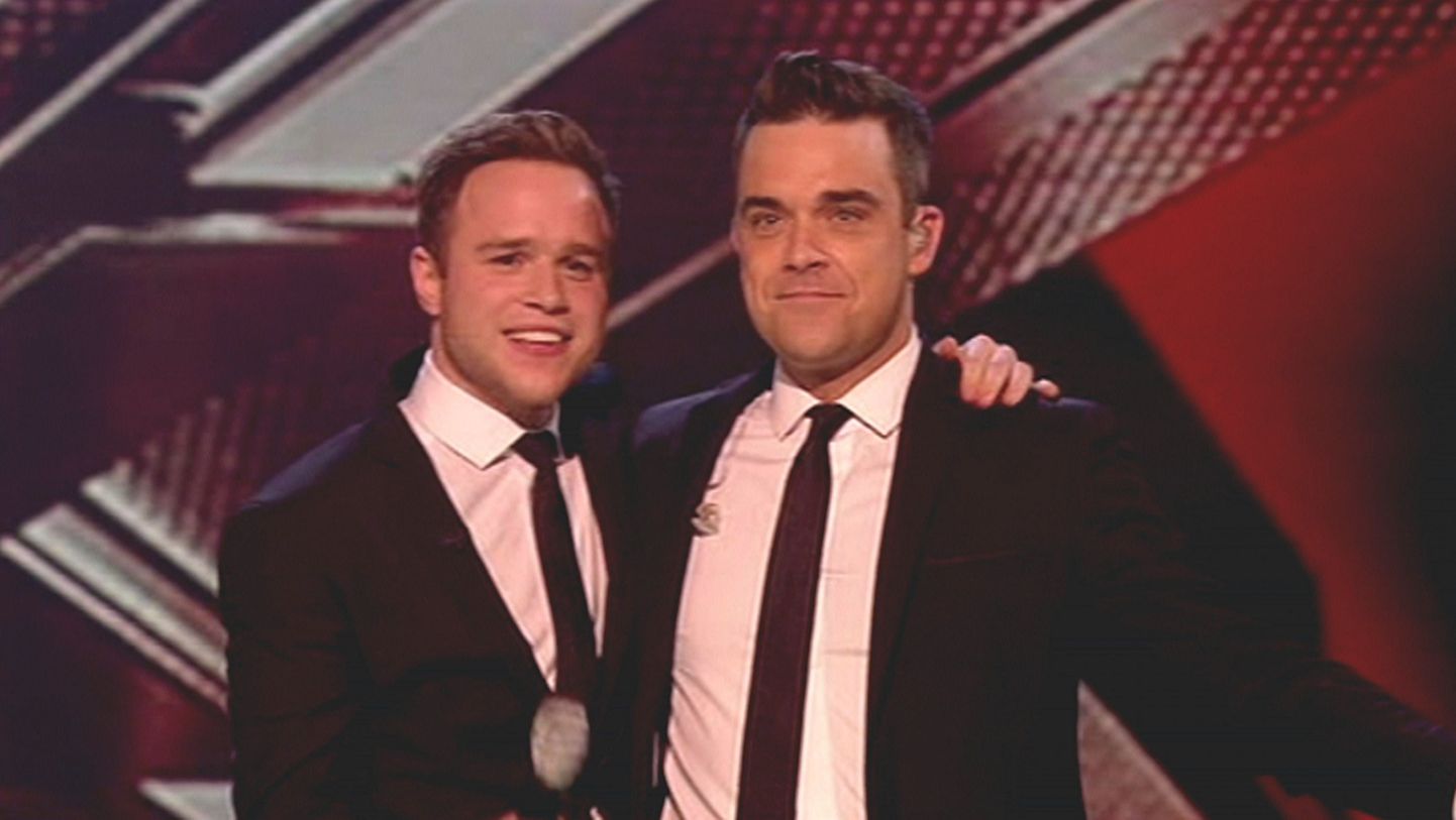 Briti talendisaate "The X Factor" finalist Olly Murs ja Robbie Williams