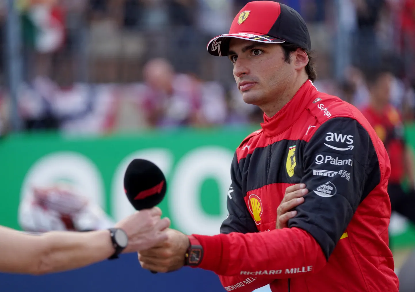 Carlos Sainz pärast parima stardikoha saamist USA GP-l.