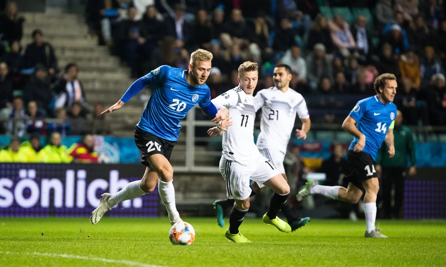 Mihkel Ainsalu (nr 20) rassimas mullu Saksamaa vastu.