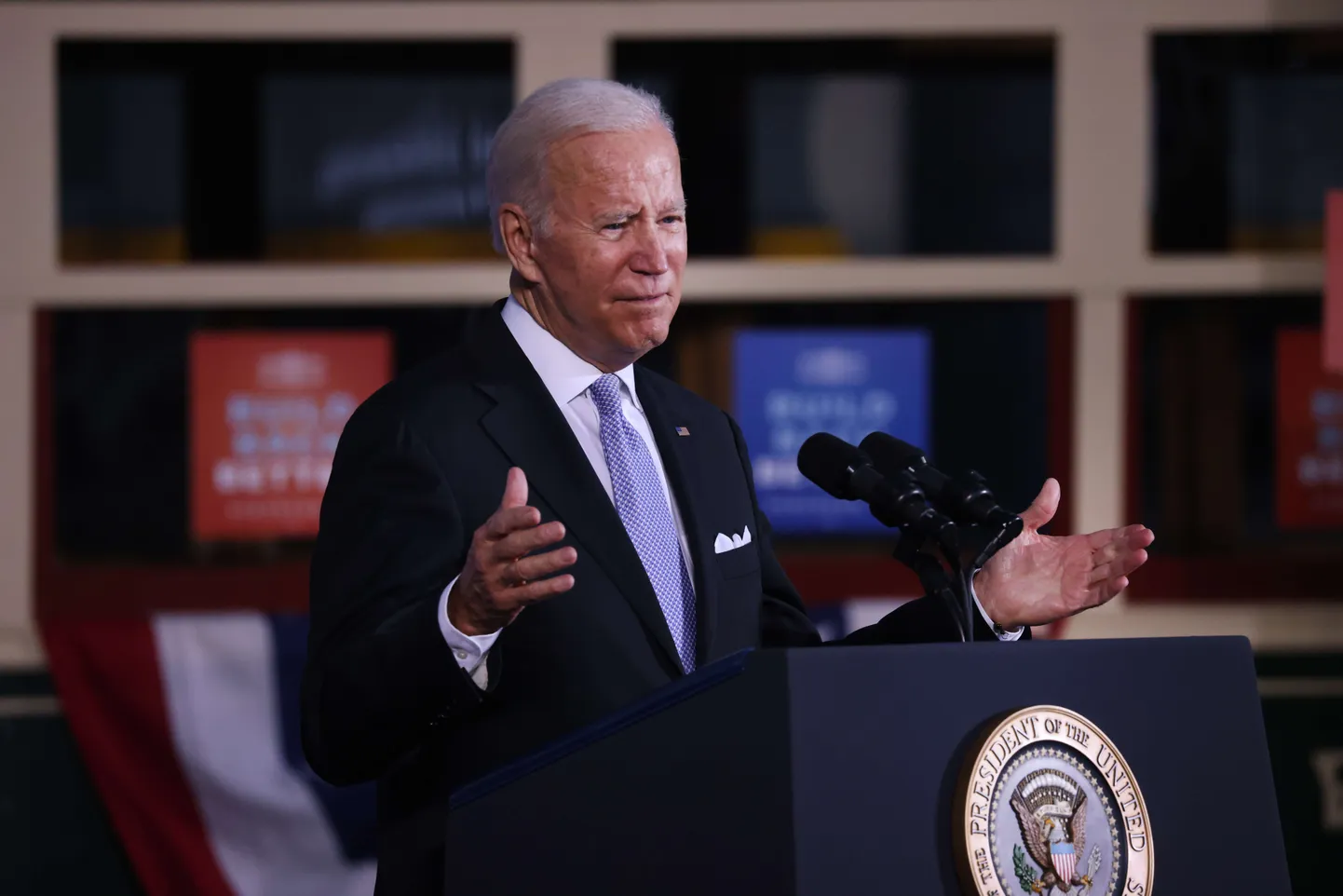 President Joe Biden Scrantonis kõnelemas.