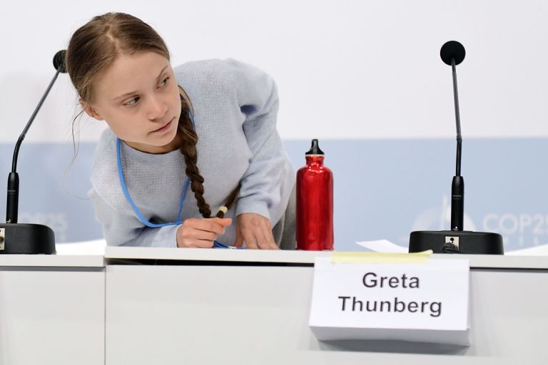 Greta Thunberg Madridis noorte kliimaaktivistide pressikonverentsil