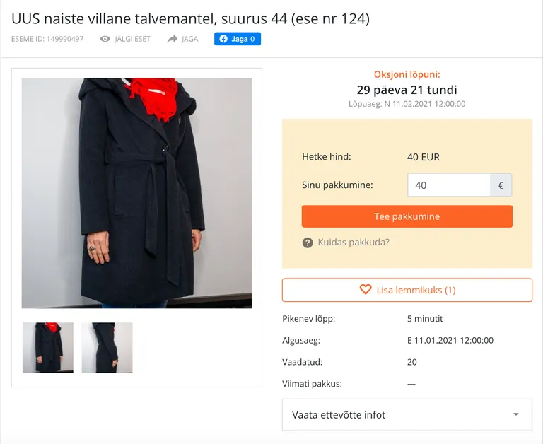 Nordica pani oksjonile ka mõned mantlid.
